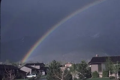 A rainbow against the Wasatch Mountains, Utah.
