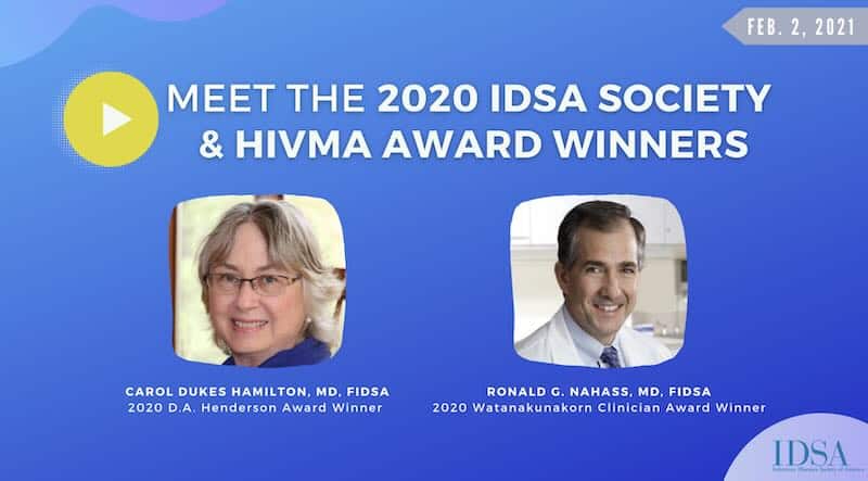 A video thumbnail image of Carol Hamilton, MD for the 2020 IDSA Society & HIVMA Award Winners.