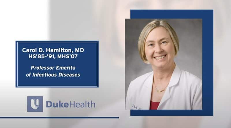 A profile picture with Duke Health's Carol Hamilton, MD.